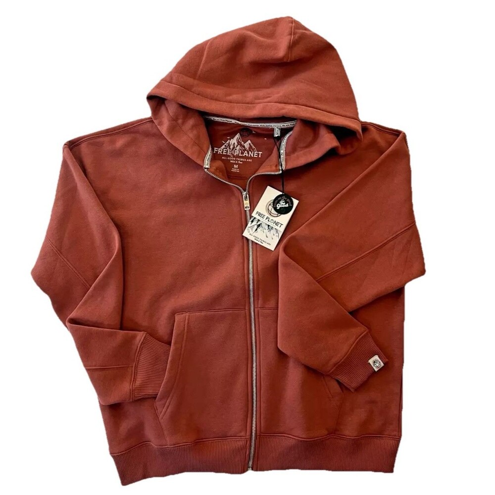 NWT Free Planet Hoodie Medium Rust Full Zip Sweatshirt Gorpcore Outdoor Wear